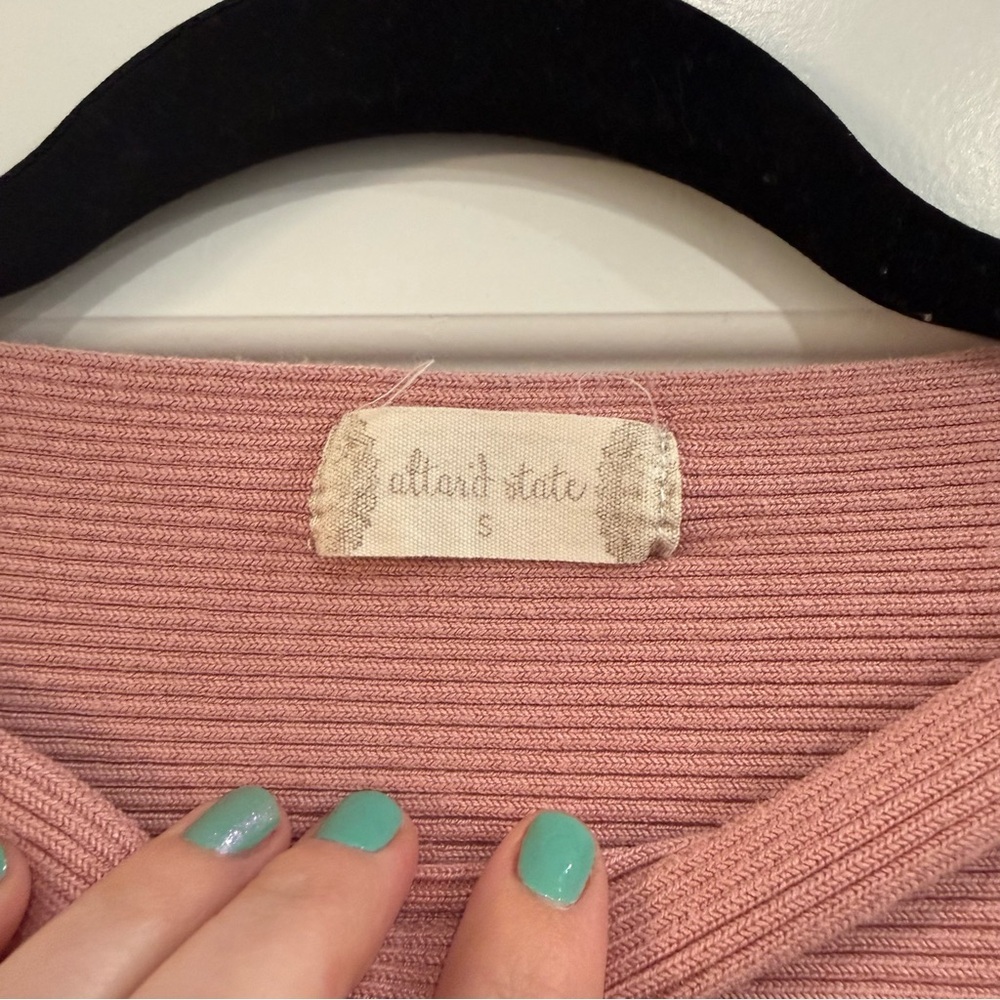 Altar'd State Pink Ribbed Cropped Sweater Dolman Balloon Sleeve Boho Small - Picture 3 of 5